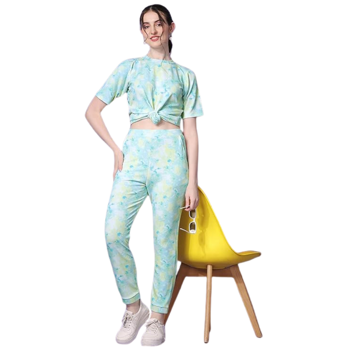 Hues Blue-Green Tie-Dye Printed Co-ord Set