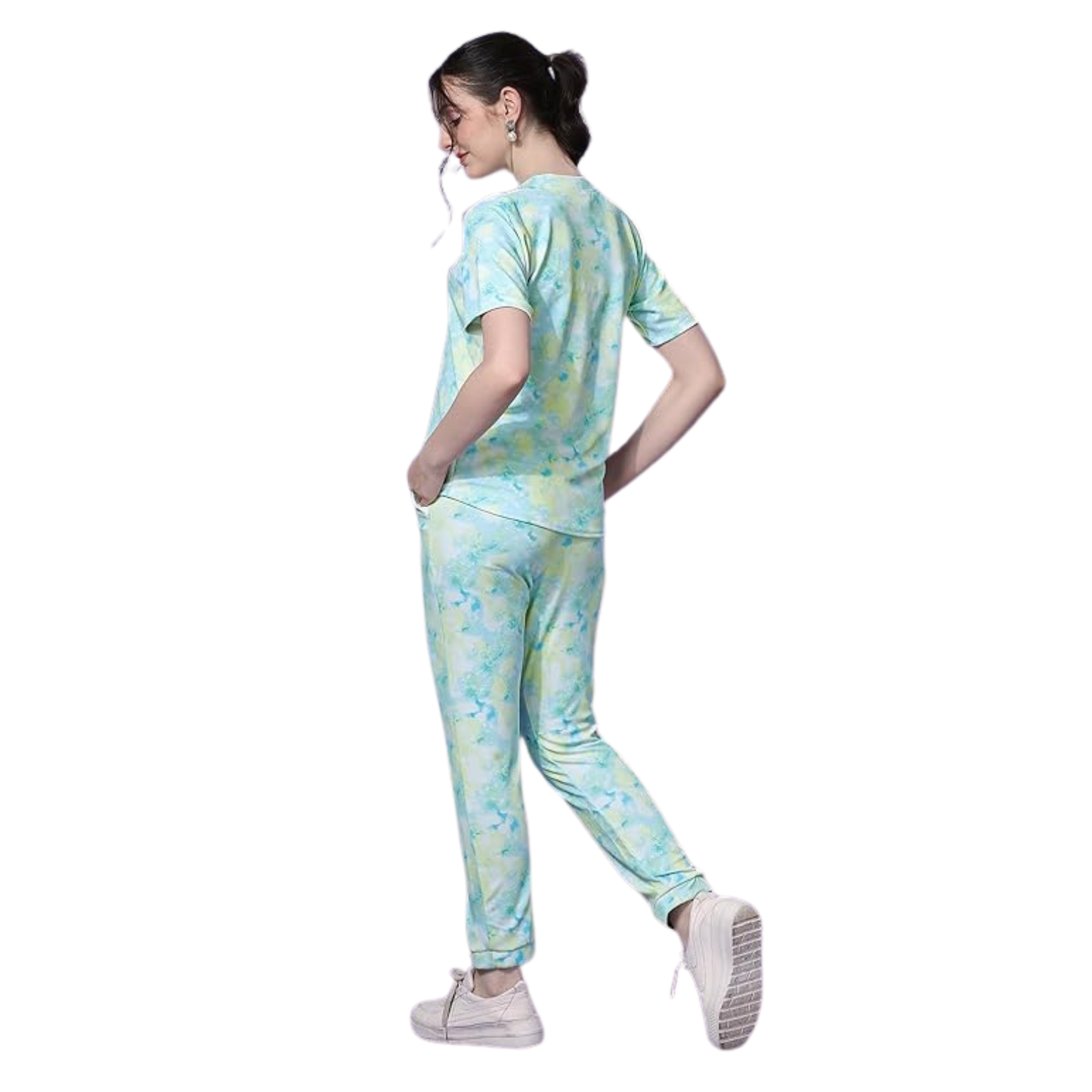 Hues Blue-Green Tie-Dye Printed Co-ord Set