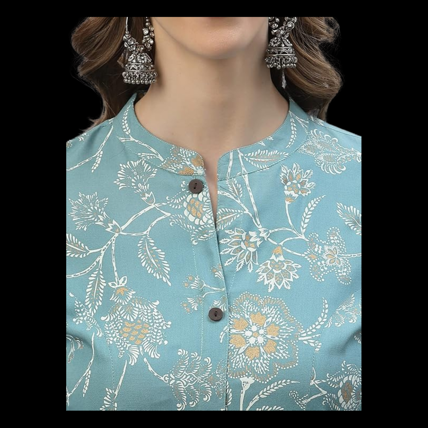 Elegant Floral Print A-Line Kurta