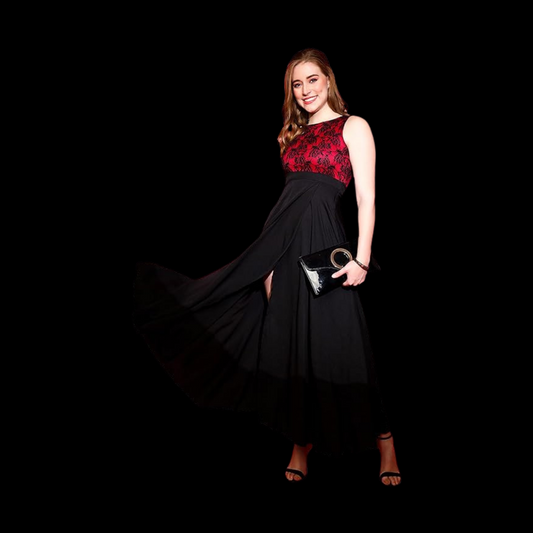Crepe Fit and Flare Solid Sleeveless V-Neck Casual Dress