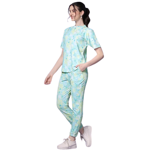 Hues Blue-Green Tie-Dye Printed Co-ord Set