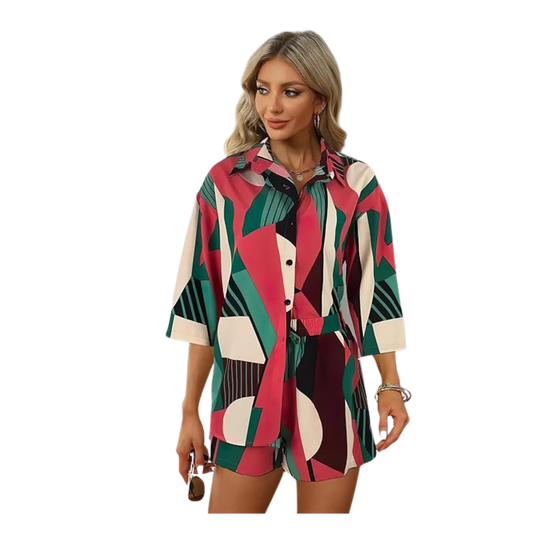 Elegant Print Shirt Style Co-Ord Set